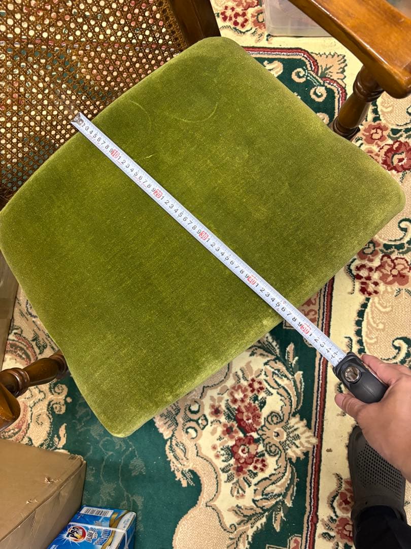 A1 オールドカリモク コロニアル チェア モケットグリーン karimoku