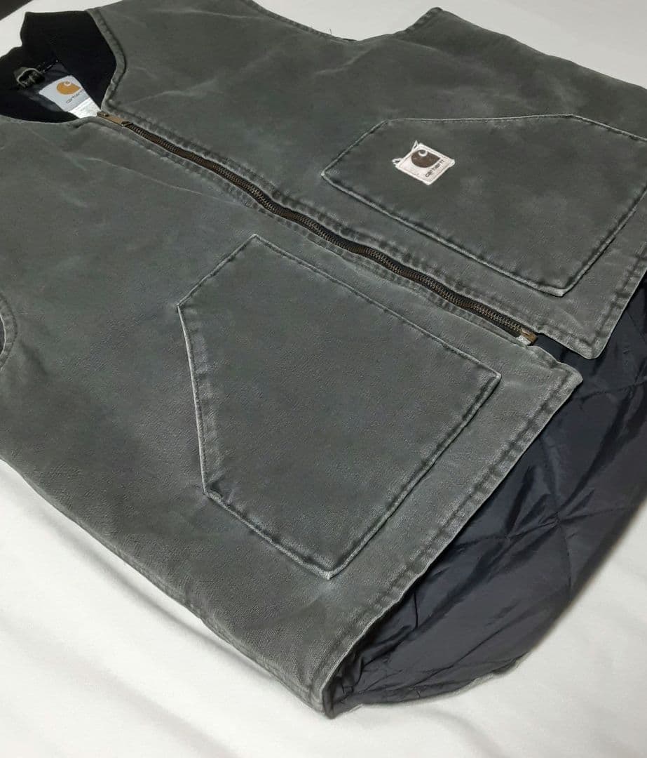 Carhartt ダックベストXL USA製 腰ゴム モス V02MOS