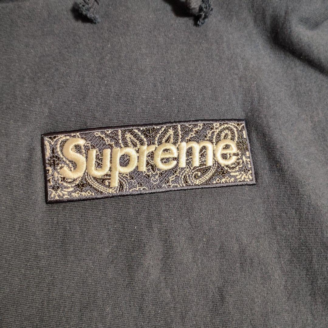 Supreme bandana box logo hooded M ネイビー