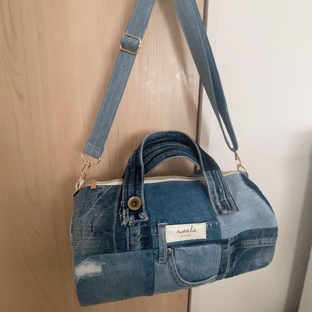 Azumさま専用 デニム リメイク ドラム型バッグ