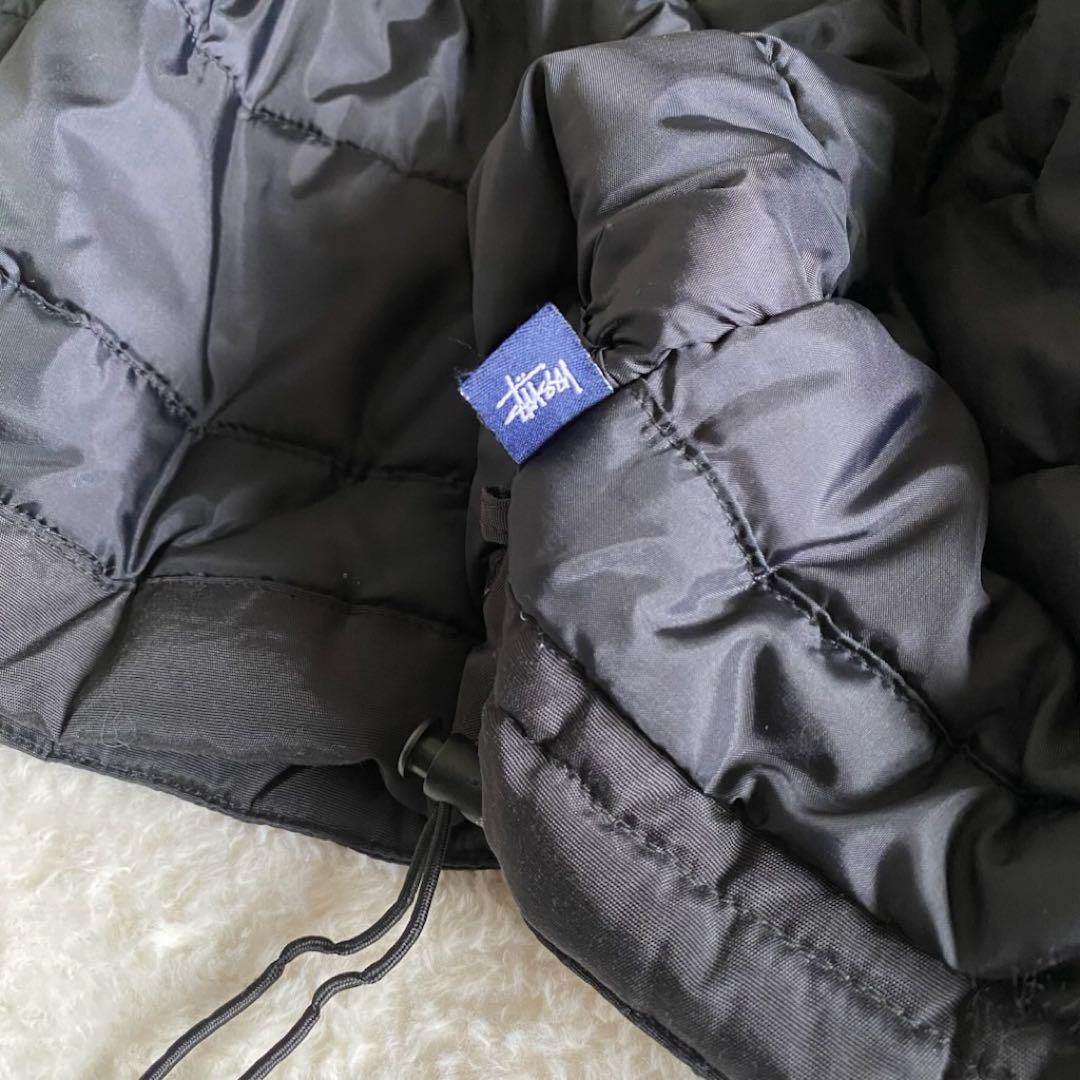 old stussy 紺タグ　中綿パデットジャケット　刺繍ロゴ　ブラック　XL