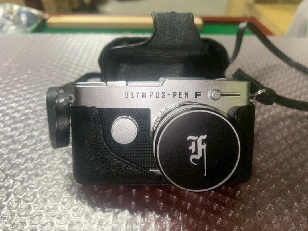 H1 OLYMPUS PEN Fフィルムカメラレザーケース付動作未確認ジャンク②