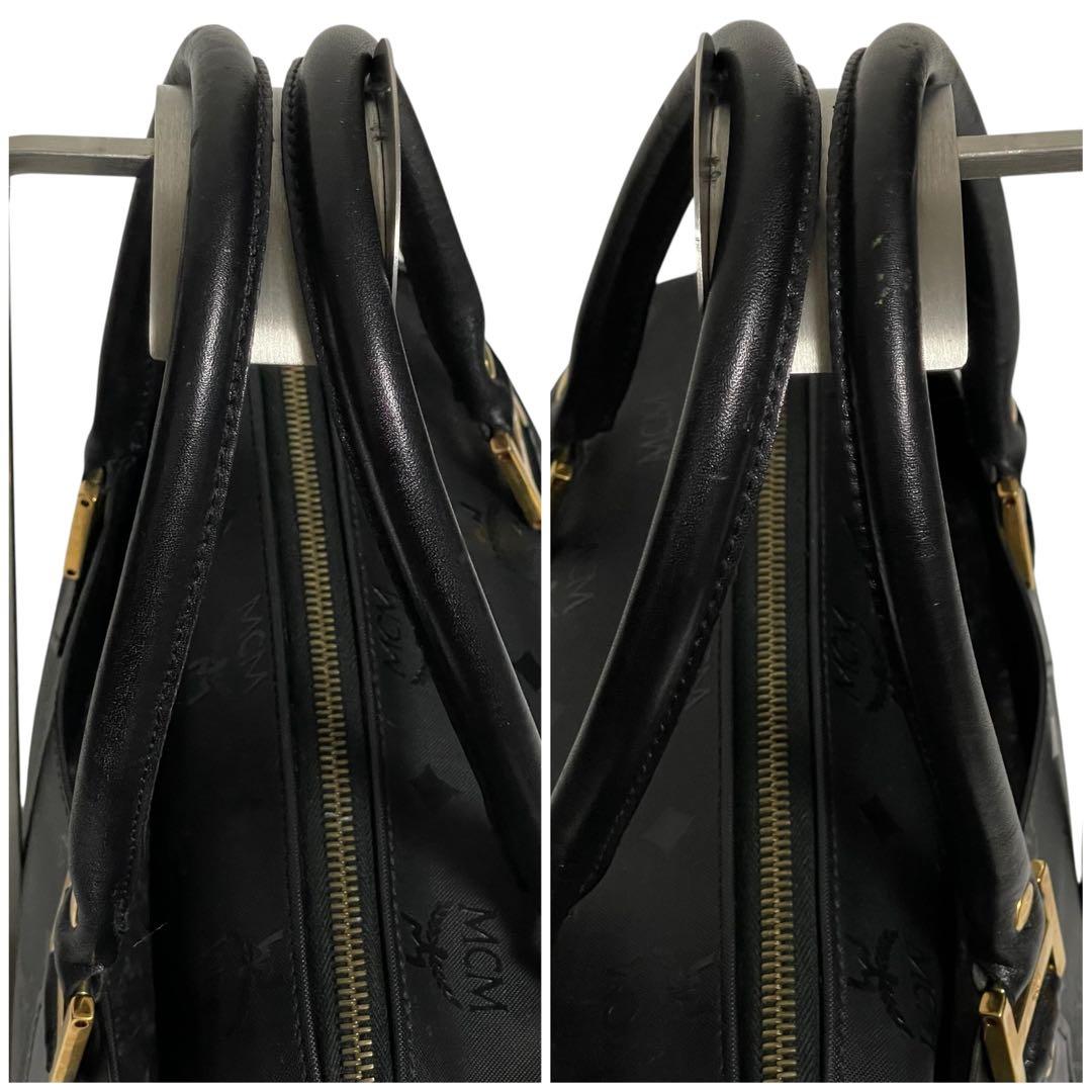 ✨極美品✨MCM エムシーエム PVC×レザー ミニボストンバッグ 斜め掛け 黒