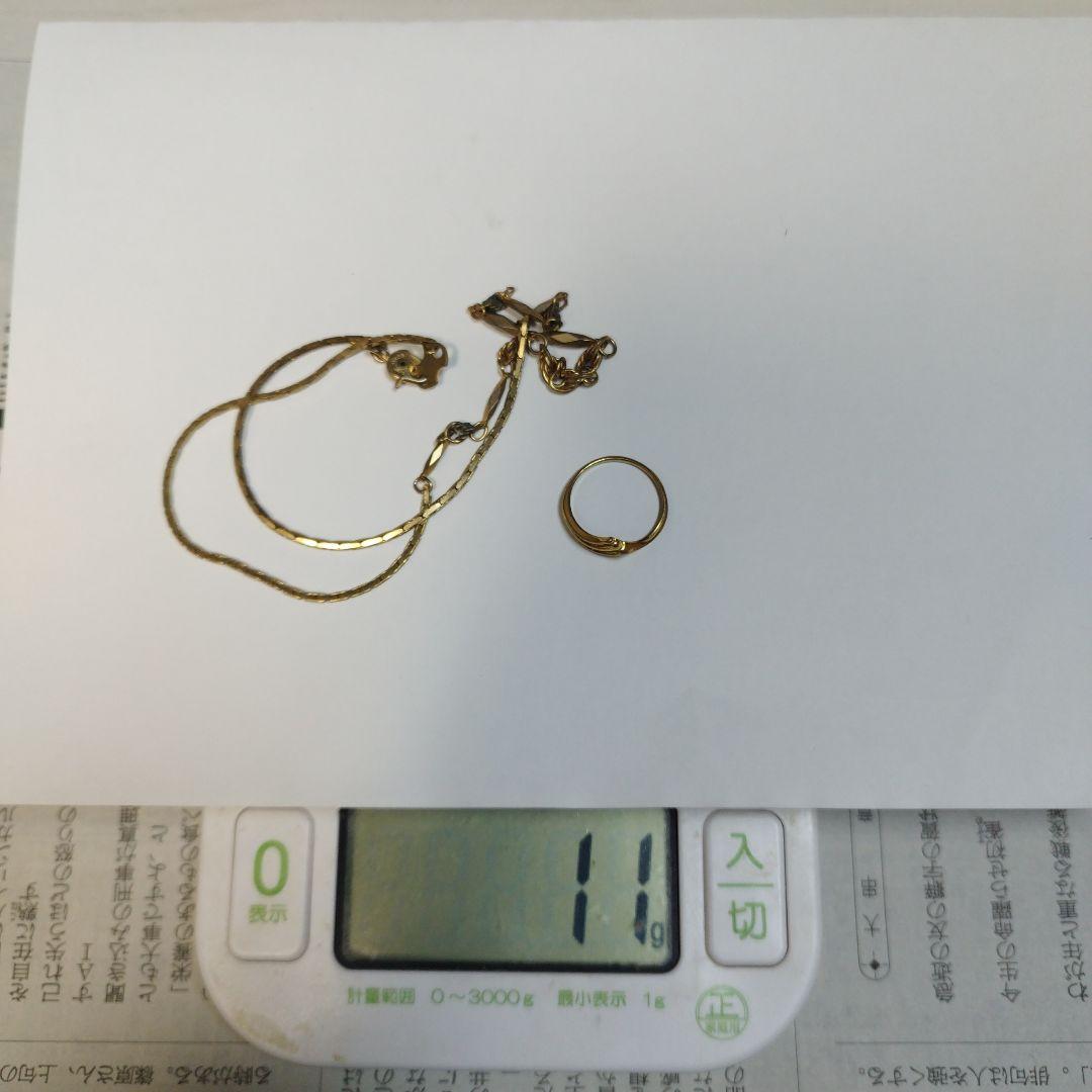 刻印あり K18使用の金のネックレスと金の指輪 チェーン　18金　関東から発送