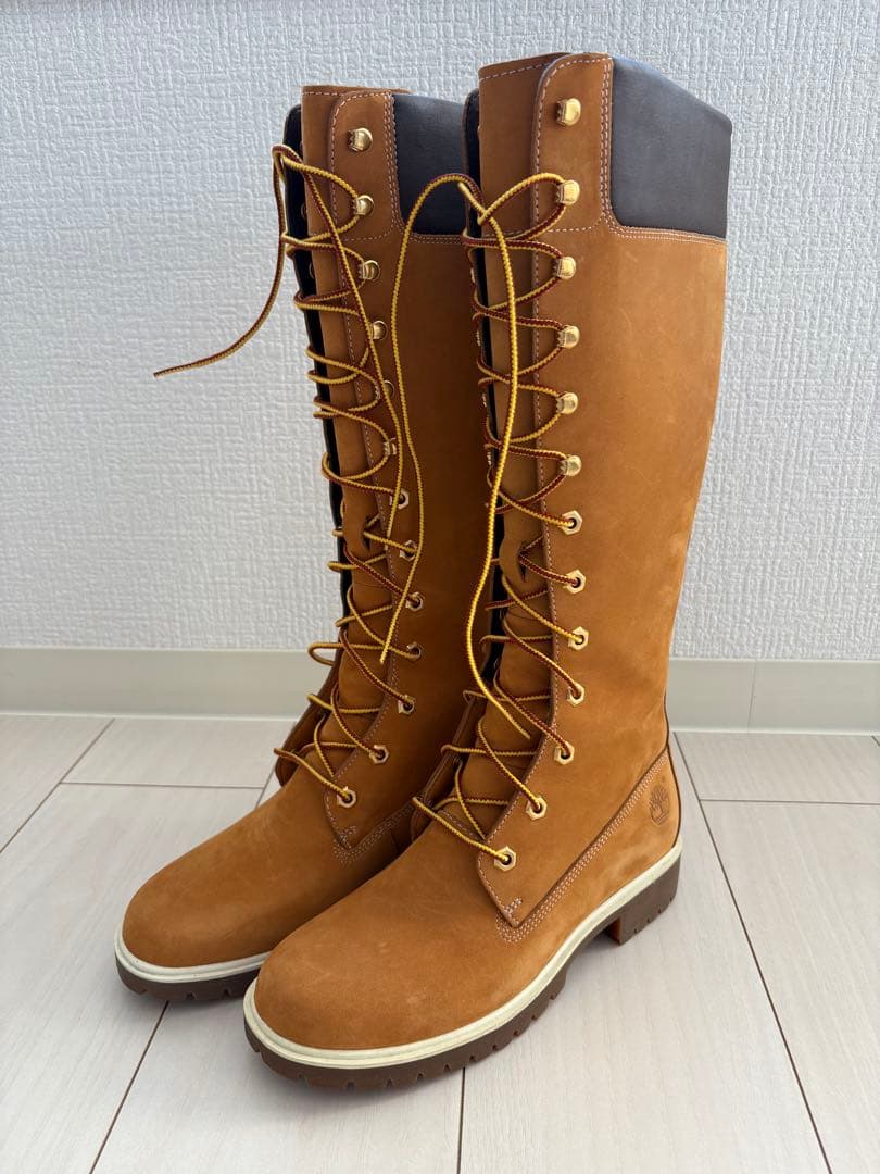 【新品】Timberland ブラウン スエード レースアップ ロングブーツ