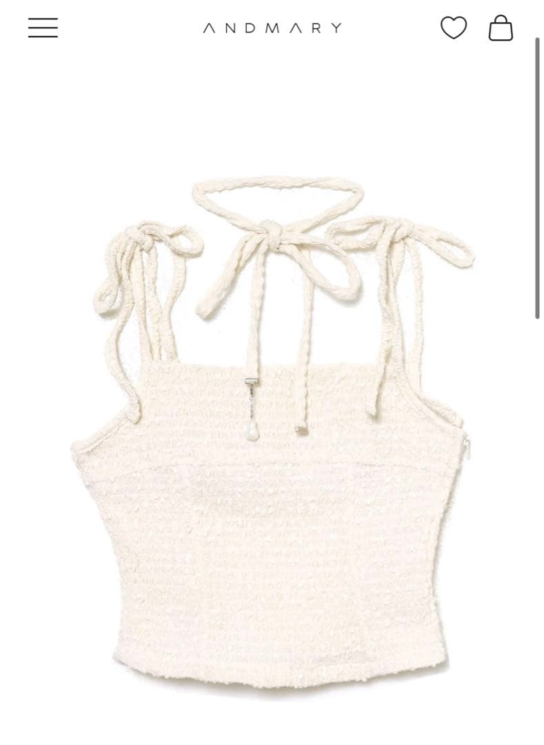 新品未使用タグ付き andmary Mimi ribbon camisole