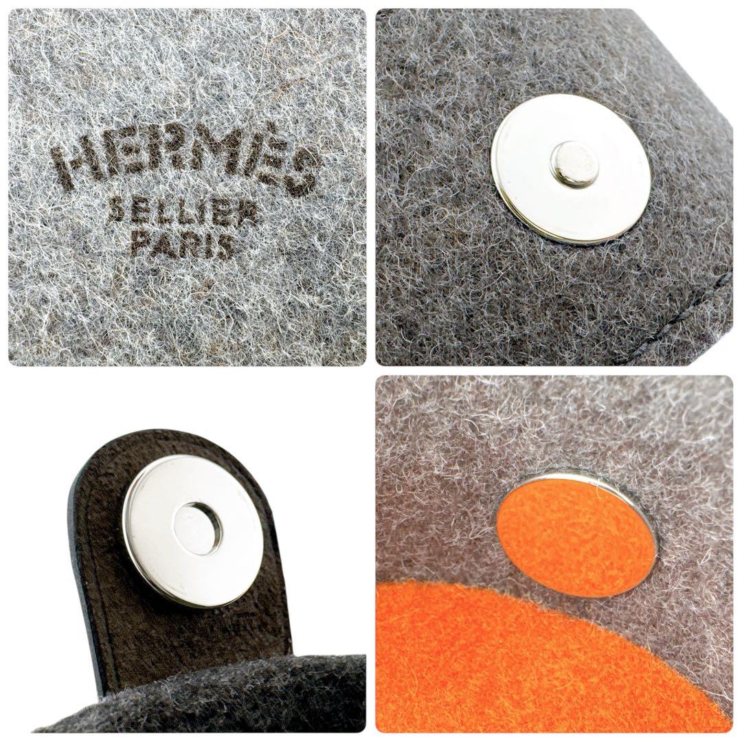 未使用級◇エルメス シュガーボックス ポーチ フェルト グレー 小物入れ