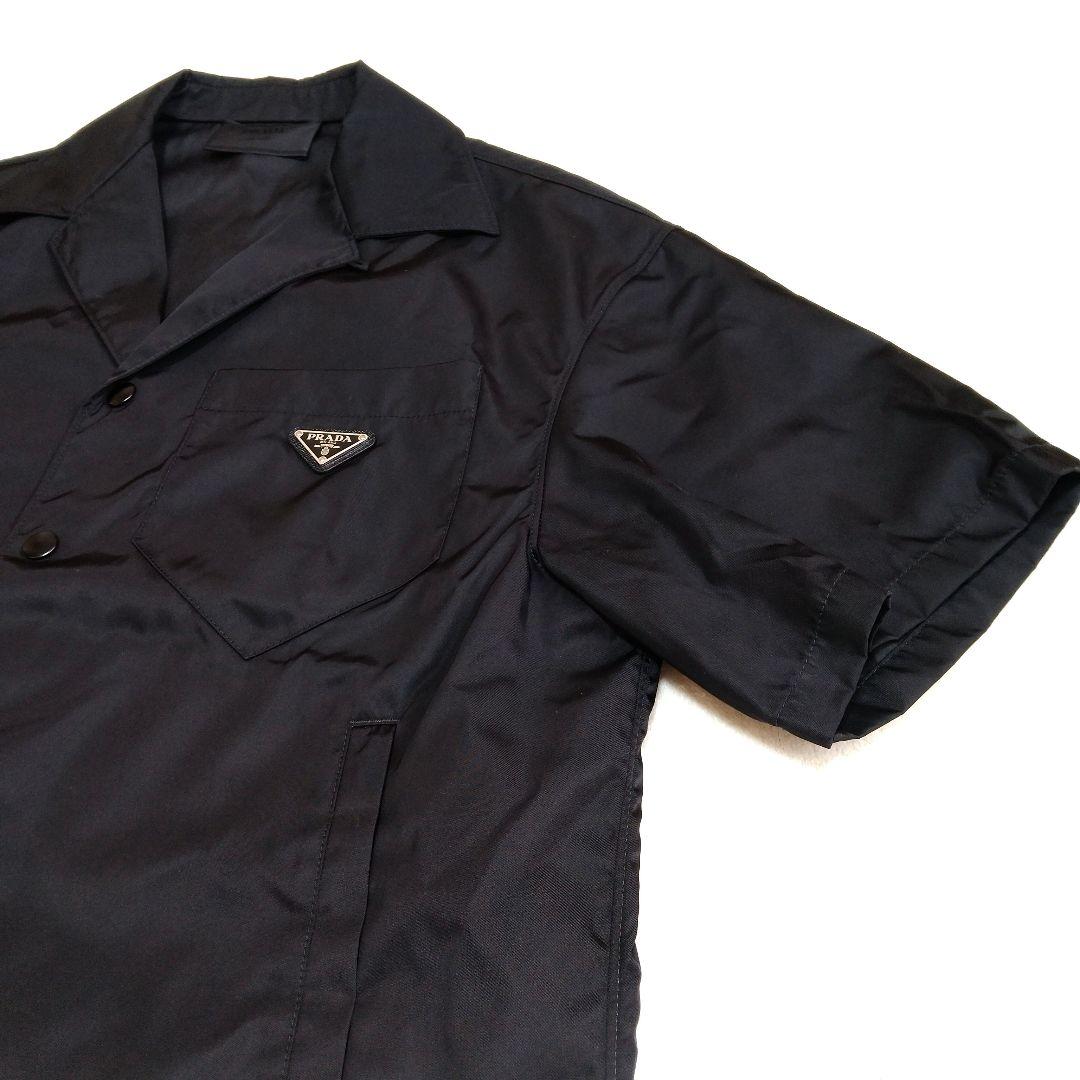 PRADA プラダ 22ss ナイロン 半袖シャツ 三角ロゴ ブラック S