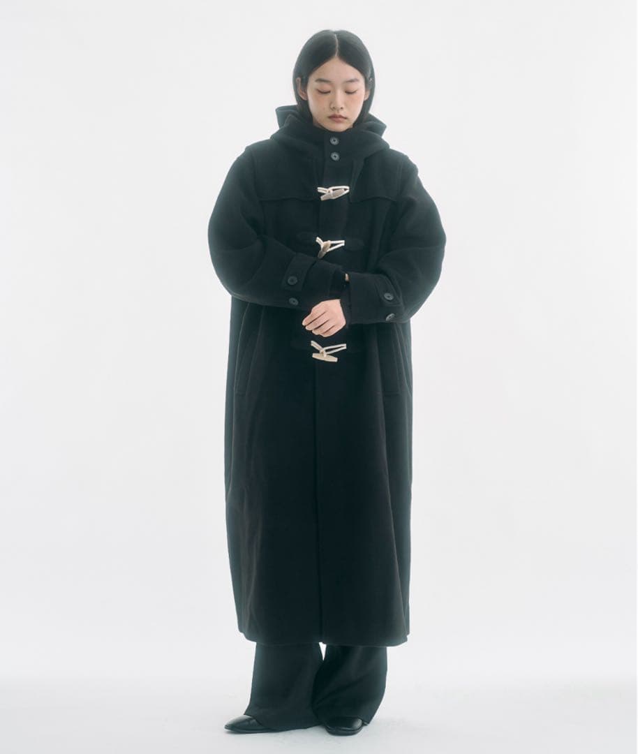 FEKETE フード付き　ブラック ダッフルコート Sサイズ