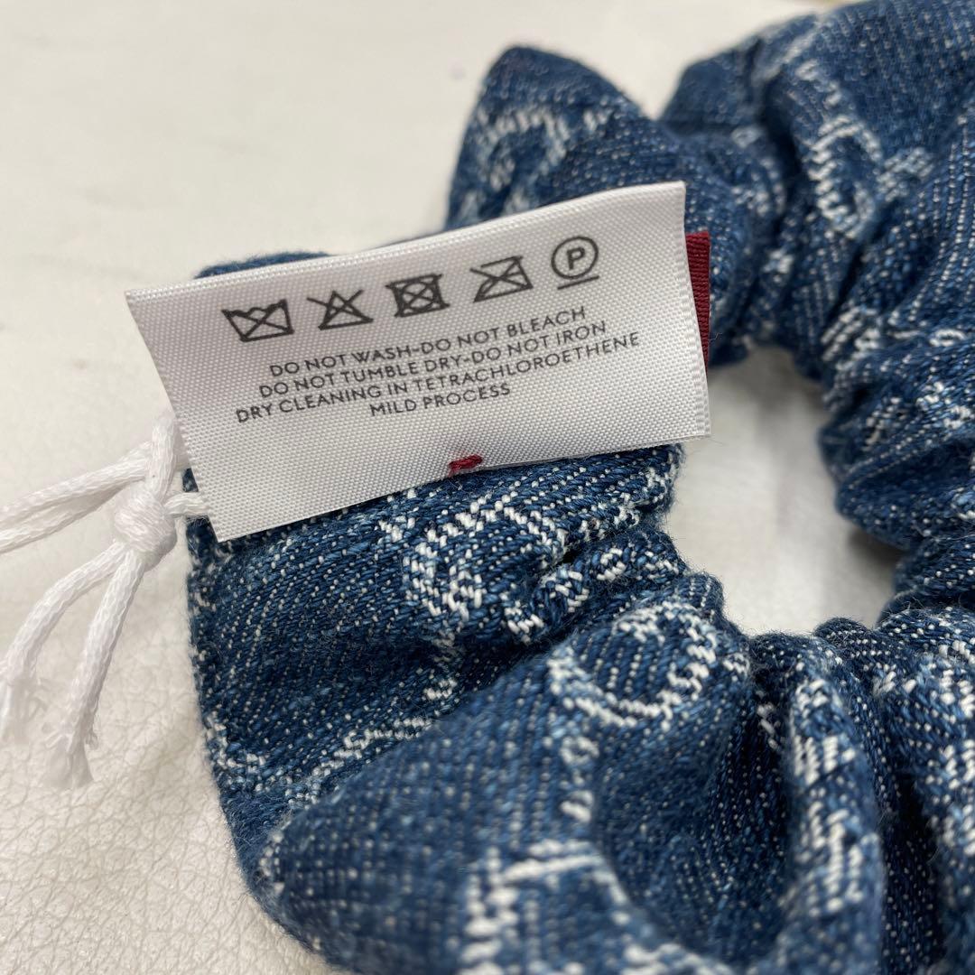 ○277 GUCCI グッチ　デニム　シュシュ　GG ロゴ　ヘアゴム　タグ付き