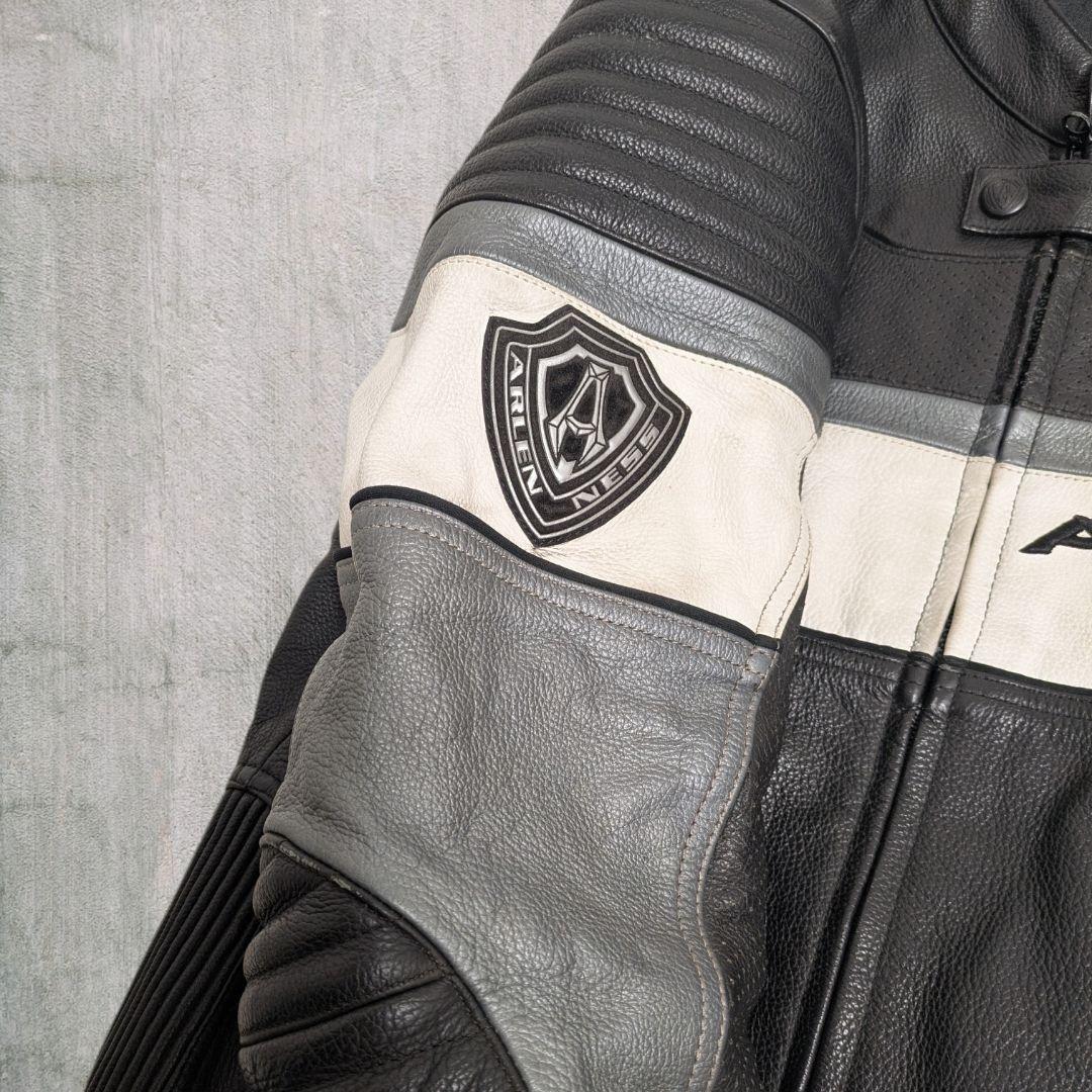 90s アレンネス ヴィンテージ レーシング レザージャケット 本革 Ｍ バイク