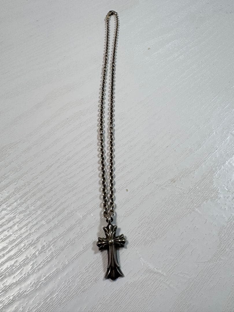 クロムハーツ　ダブルCHクロスチャーム 袋　チェーン付き　ネックレス シルバー