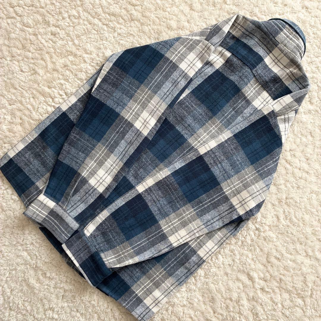 美品80s90sUSA製FIVE BROTHERネルシャツ 青×グレーチェックM