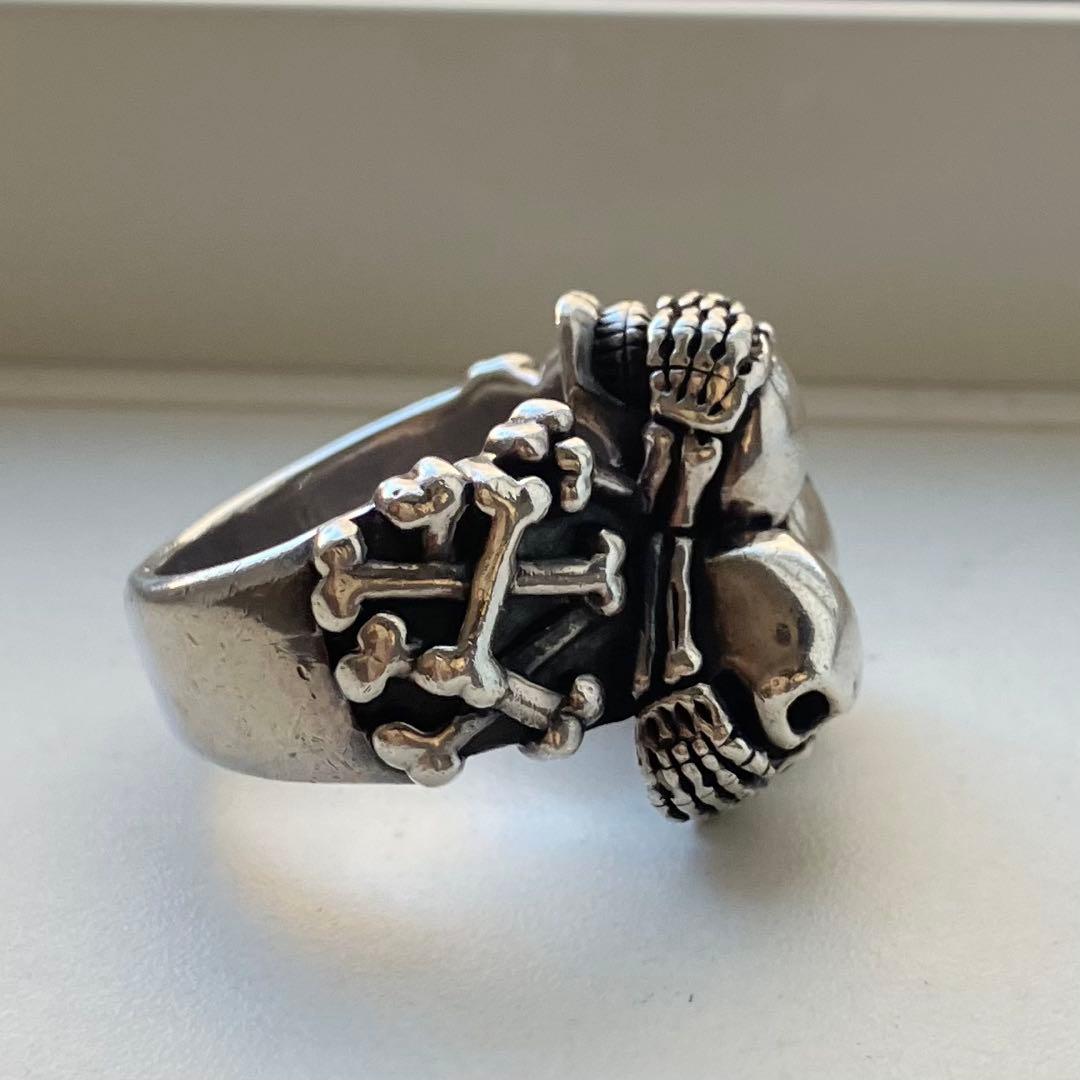 34g シルバー925 Three Wise Skall トリプル スカルリング