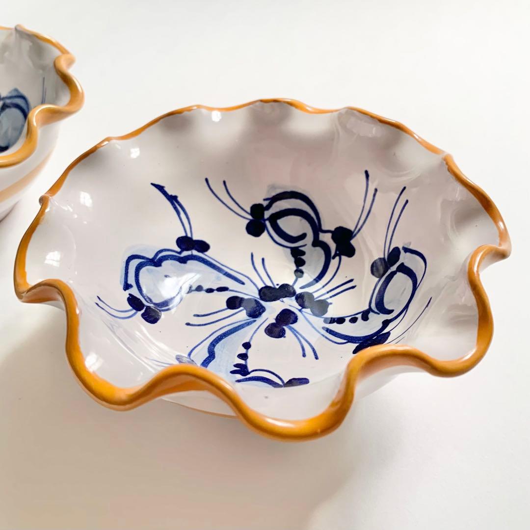 パスクワーレ社 フリル皿　オレンジ直径13cm高さ5cm２個セット