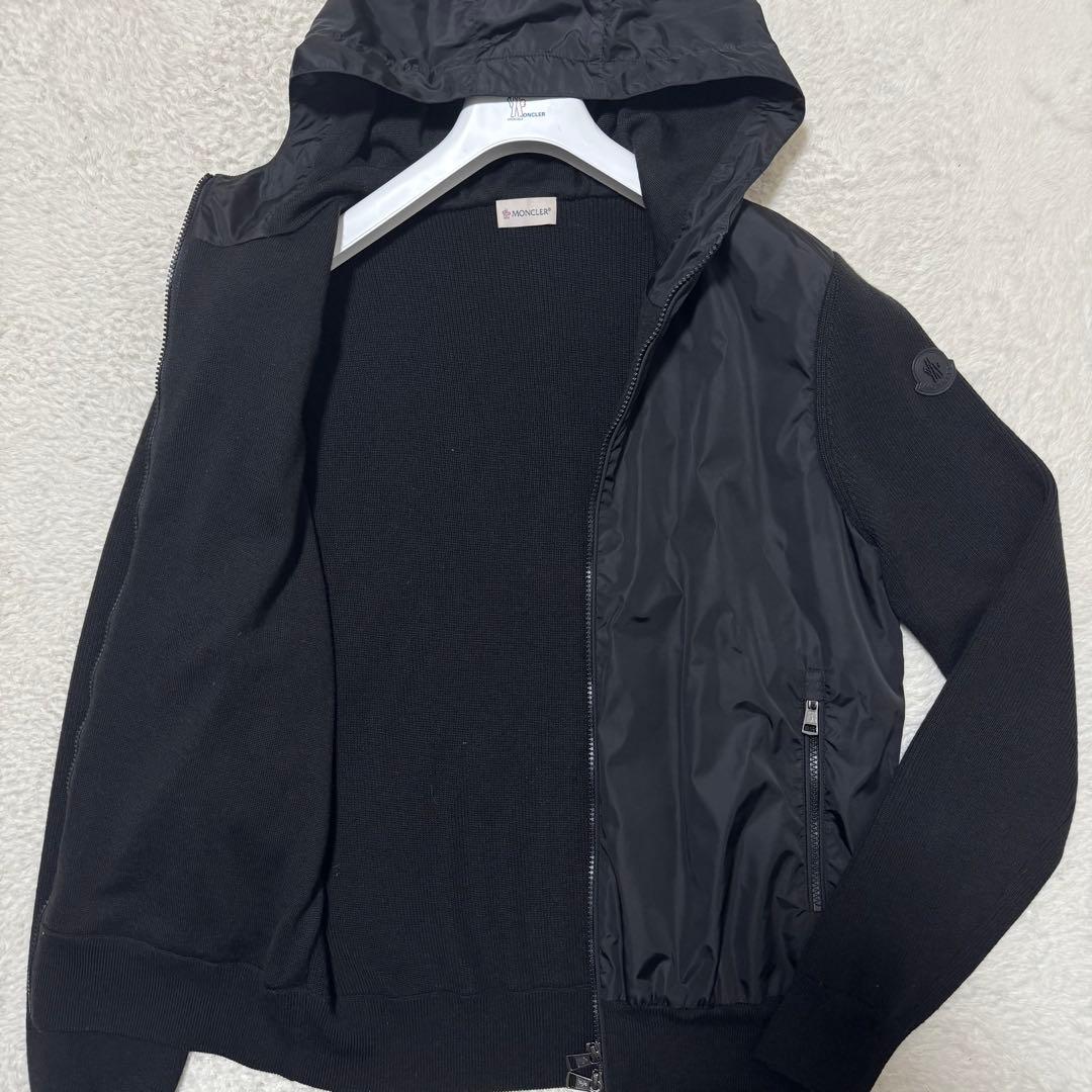 美品 MONCLER モンクレール ハイブリッド ナイロンパーカー ニット