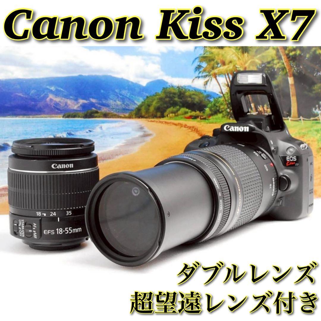 軽量✨運動会にも◎canon kiss X7 ダブルレンズ 一眼レフ スマホ転送