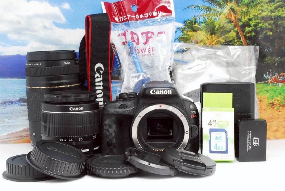 軽量✨運動会にも◎canon kiss X7 ダブルレンズ 一眼レフ スマホ転送