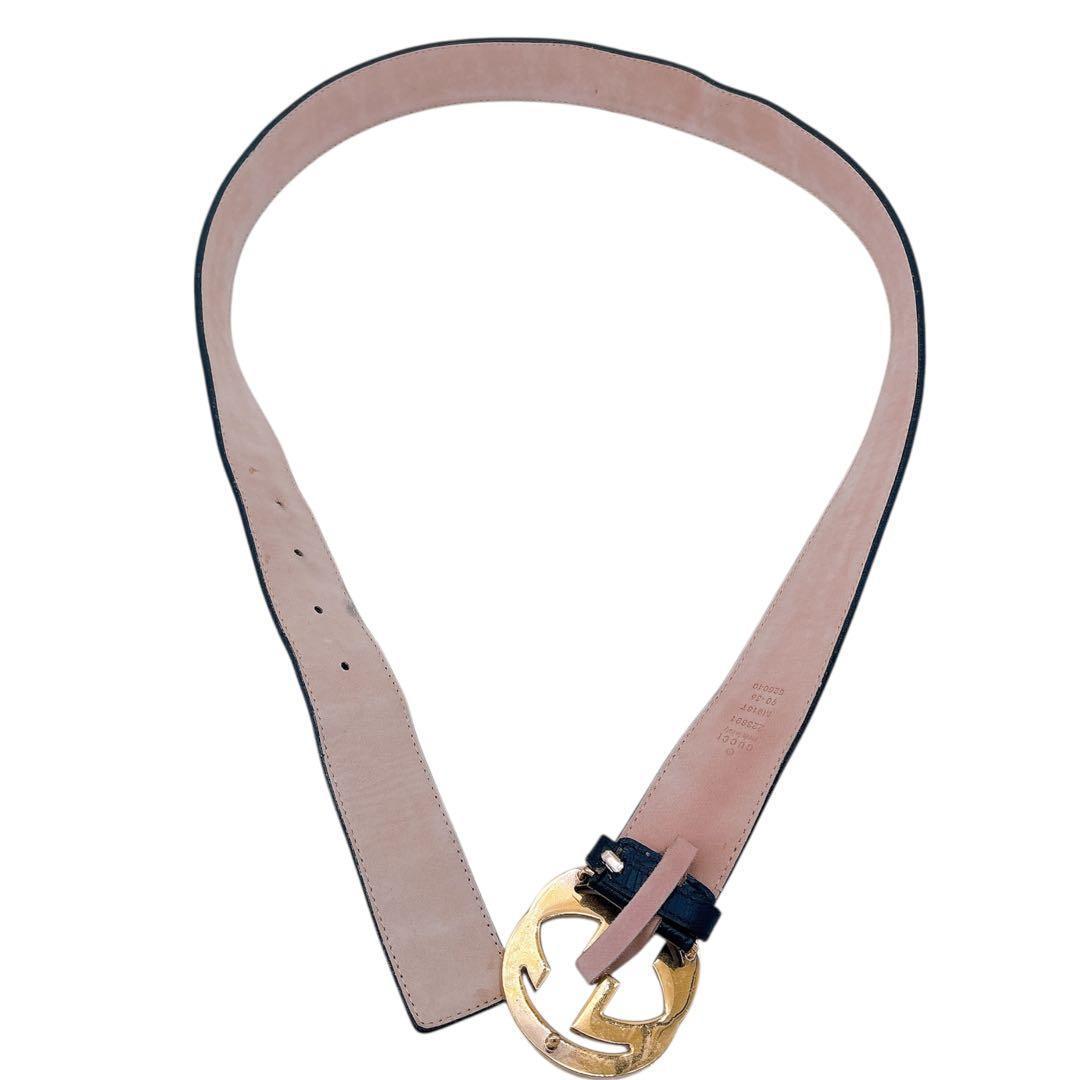 希少GUCCI/ベルト/シェリーライン/インターロッキング/レザー/M918T