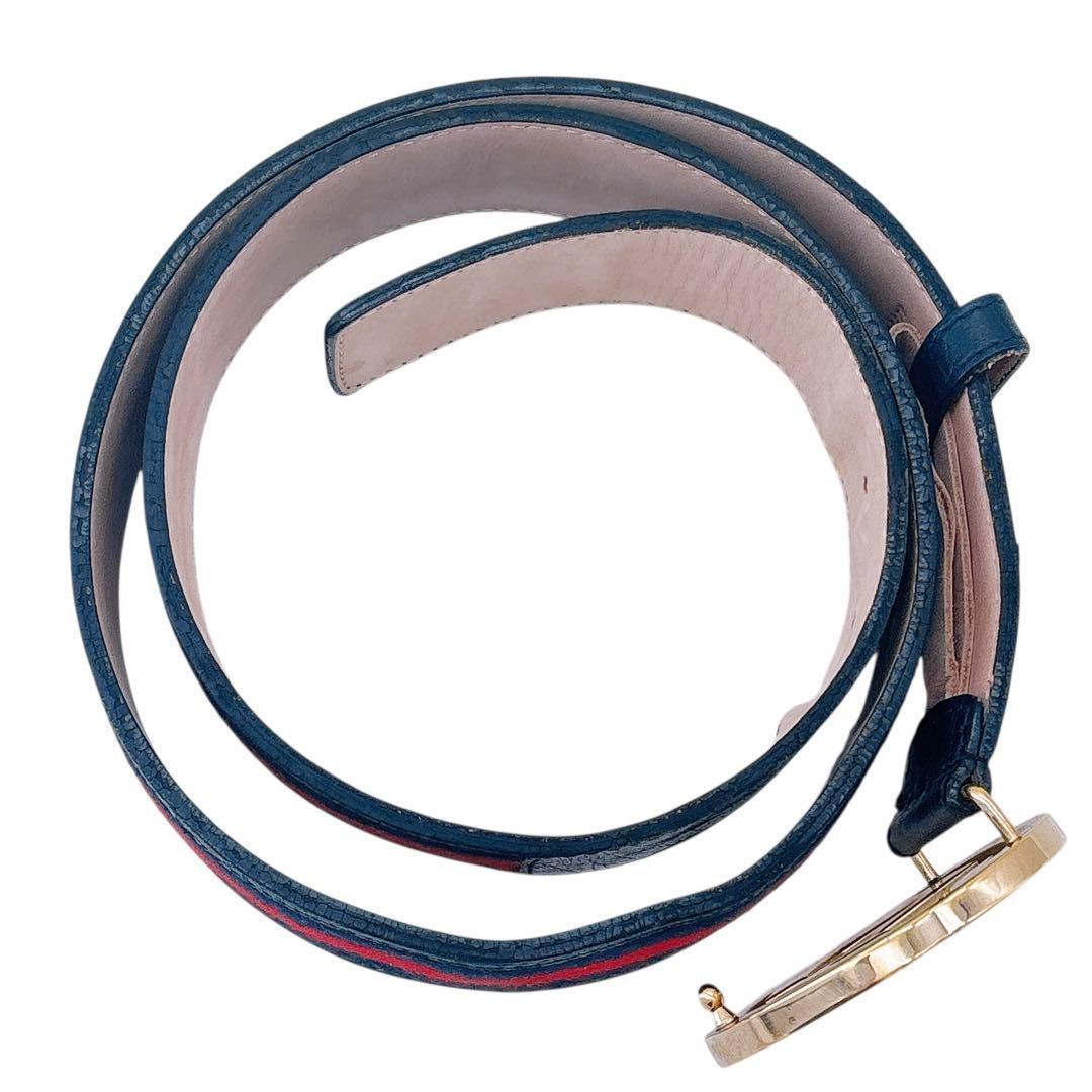 希少GUCCI/ベルト/シェリーライン/インターロッキング/レザー/M918T