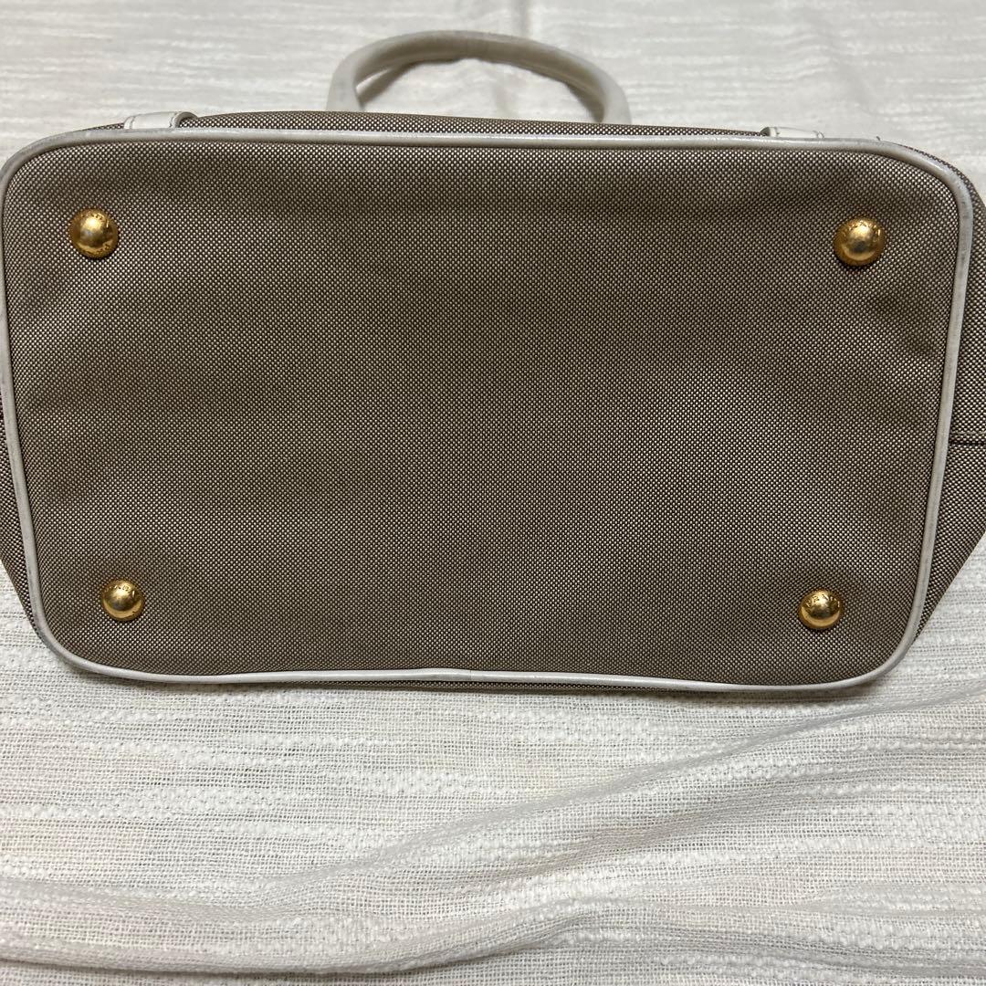 PRADA グレー キャンバス ハンドバッグ