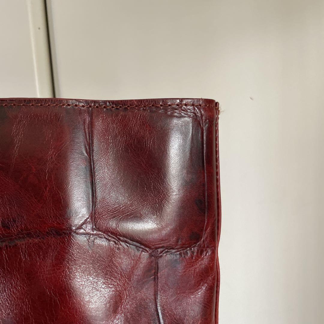 アニアリ aniary ビッグスタンプクロコレザートート 中古レッドブラウン