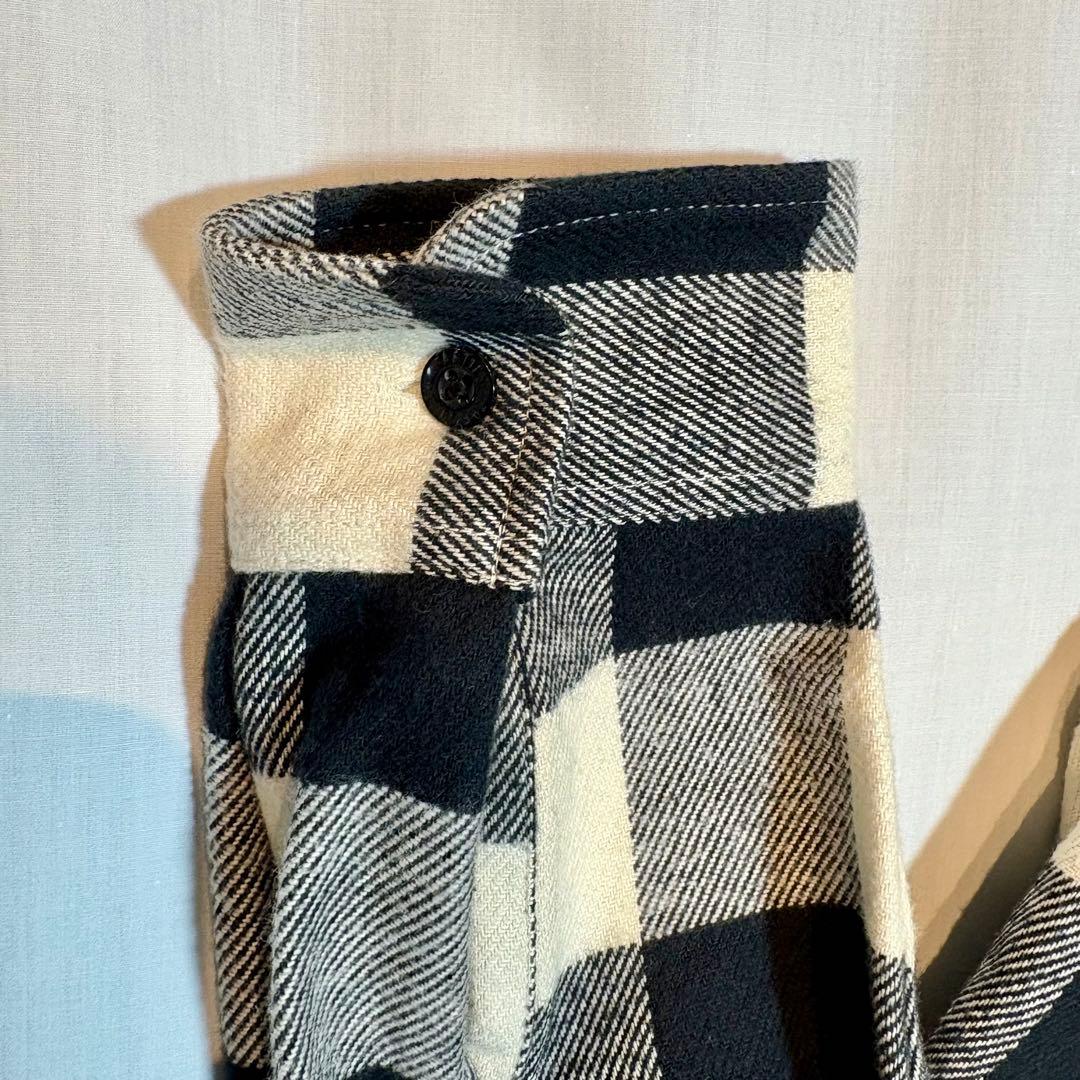 【定番】WACKO MARIA フランネルチェックシャツ L 日本製 白黒