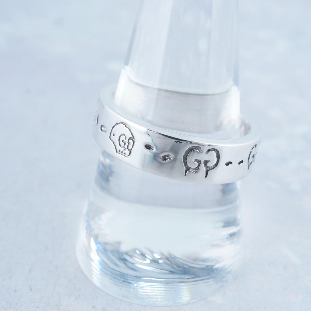 新品仕上 グッチ ゴースト SV925 ドクロ スカル リング サイズ 22