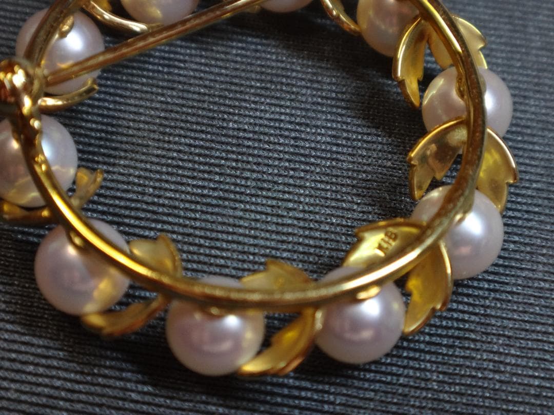 MIKIMOTO 真珠 K18 定番リーフブローチ　SAHKO様