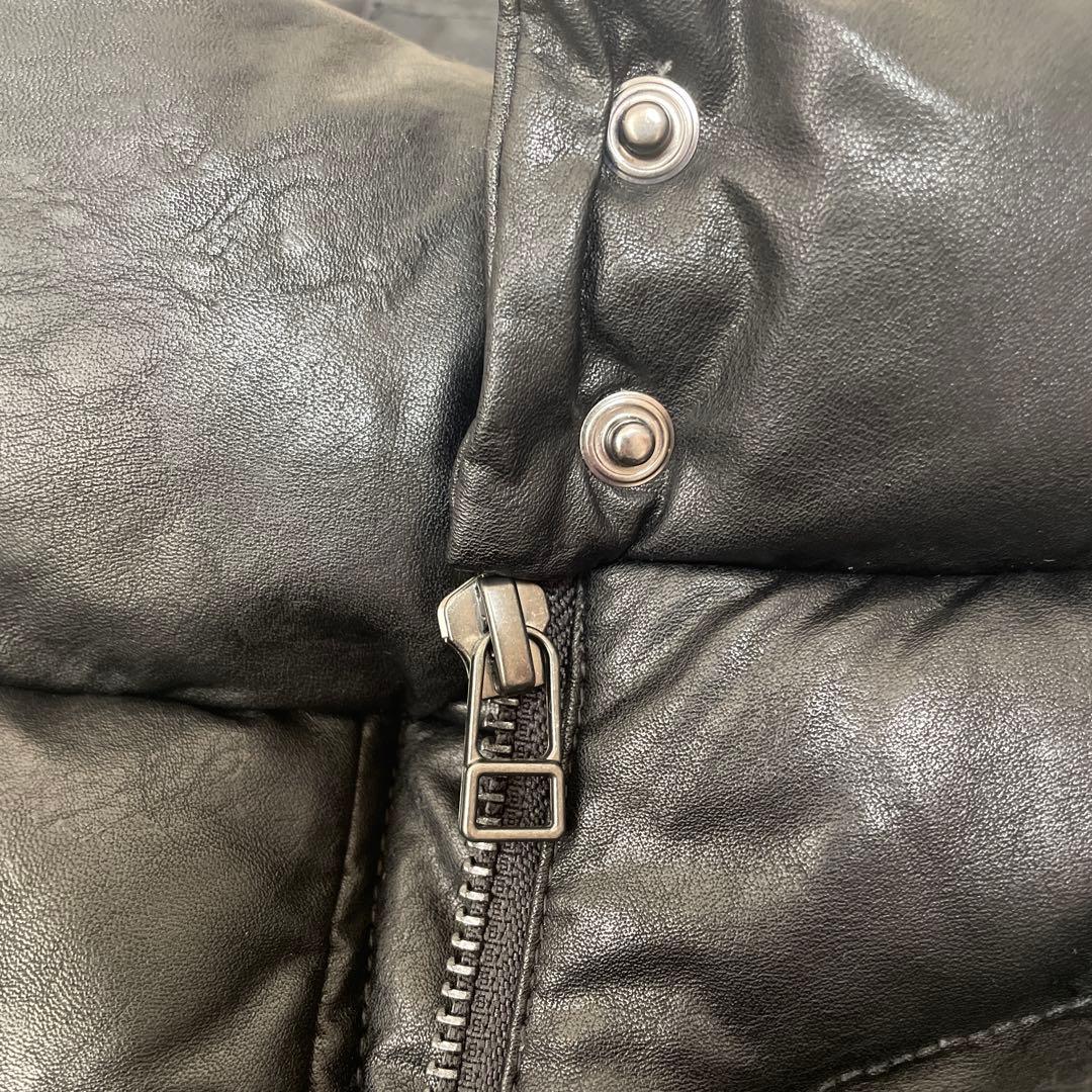 【タグ付未使用】ルイルエブティック フェイクレザー ペプラムダウンジャケット S