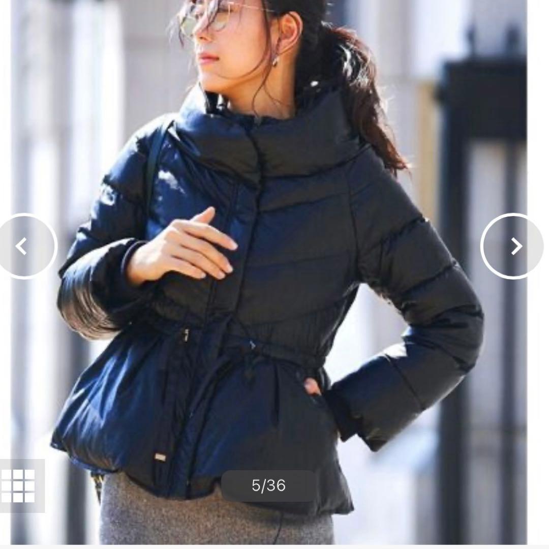 【タグ付未使用】ルイルエブティック フェイクレザー ペプラムダウンジャケット S