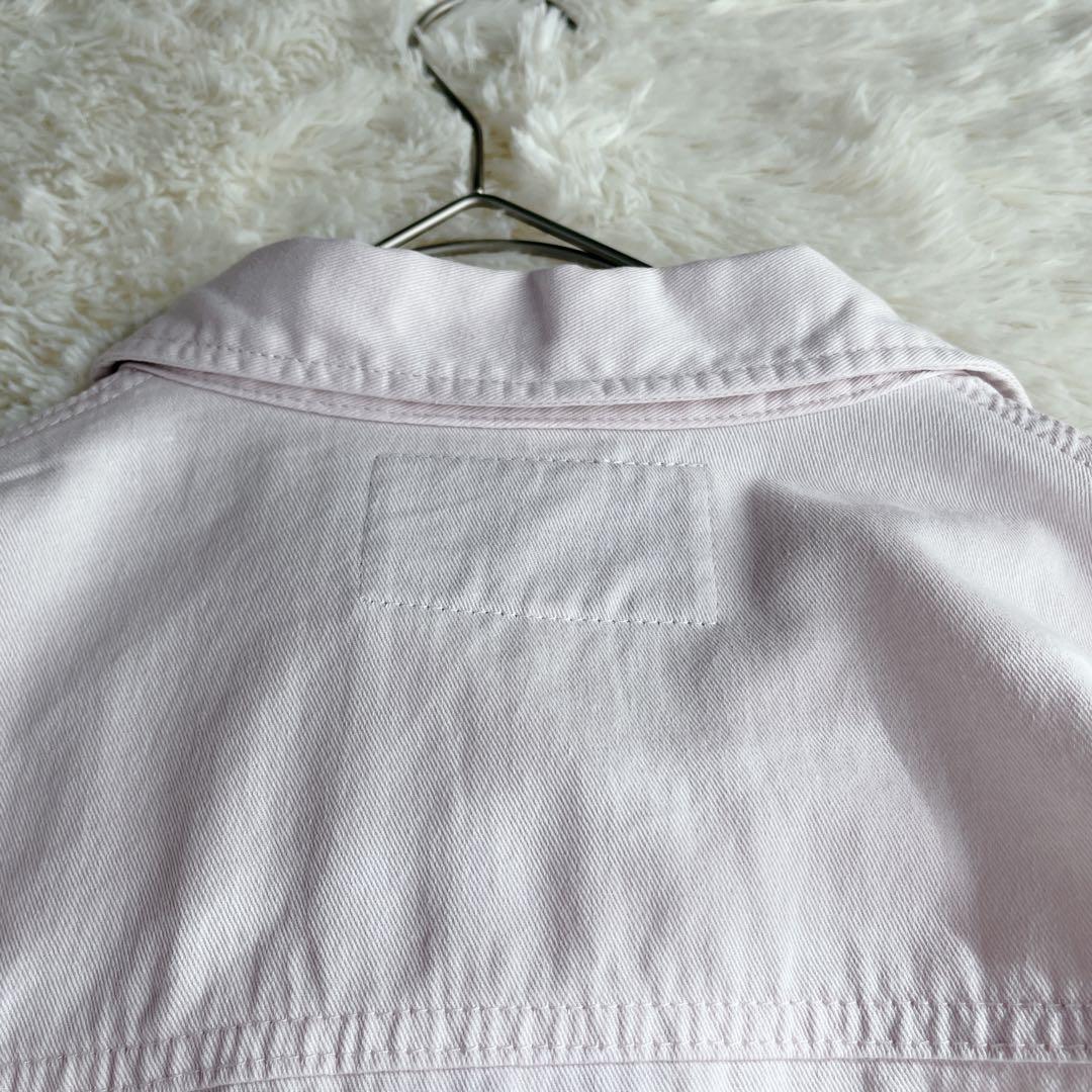 美品　JUSGLITTYクロップドデニムシャツ ジャスグリッティ ピンク