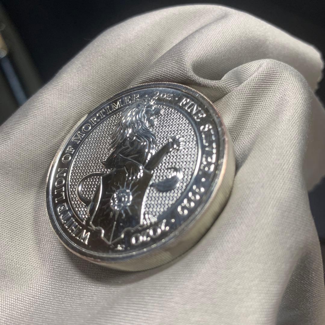 D3 純銀貨 2オンス クイーンズビースト　2020ホワイトライオン