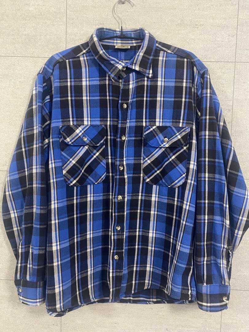 【神配色】90s FIVE BROTHER ネルシャツ 青・黒・白 チェック