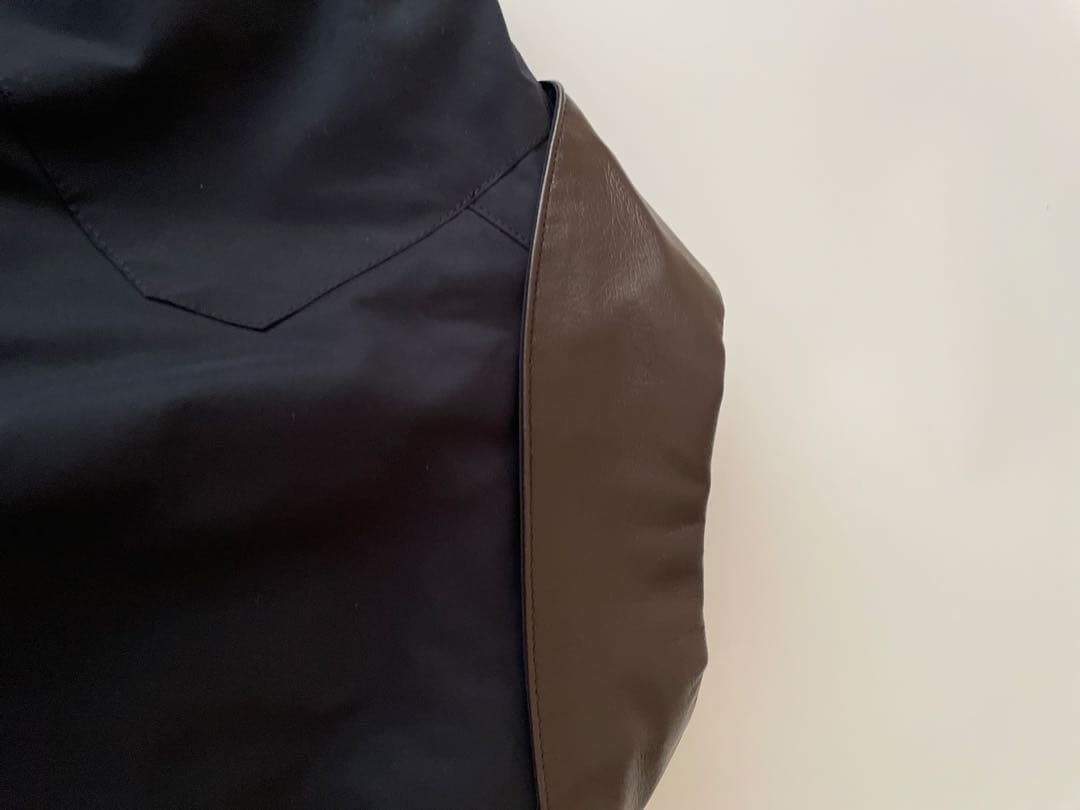 ポールスチュアート　ネイビー ナイロン ジャケット 羊革襟ウールインナー付き　L