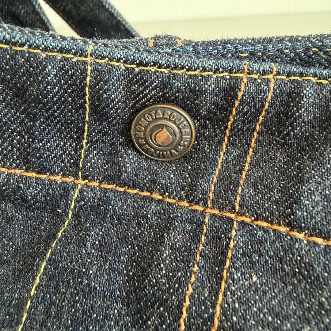 桃太郎ジーンズ　デニム　トートバッグ　出陣　濃紺　インディゴ　内側総柄　A4対応