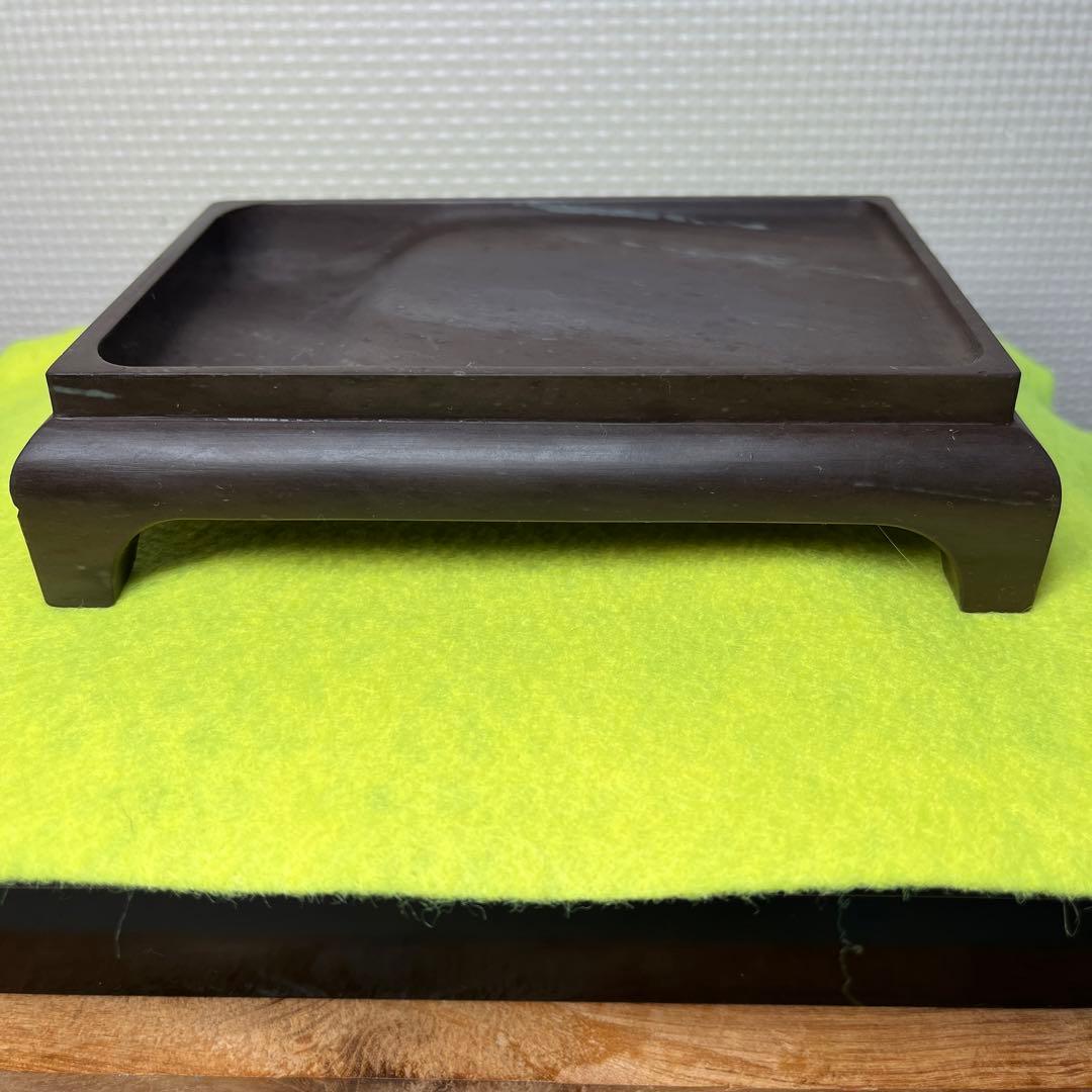 ⭕️赤間硯　紫金石模様　古硯　四つ脚　眞丁寧仕上げ　赤間関　赤盛堂作　精巧仕上げ