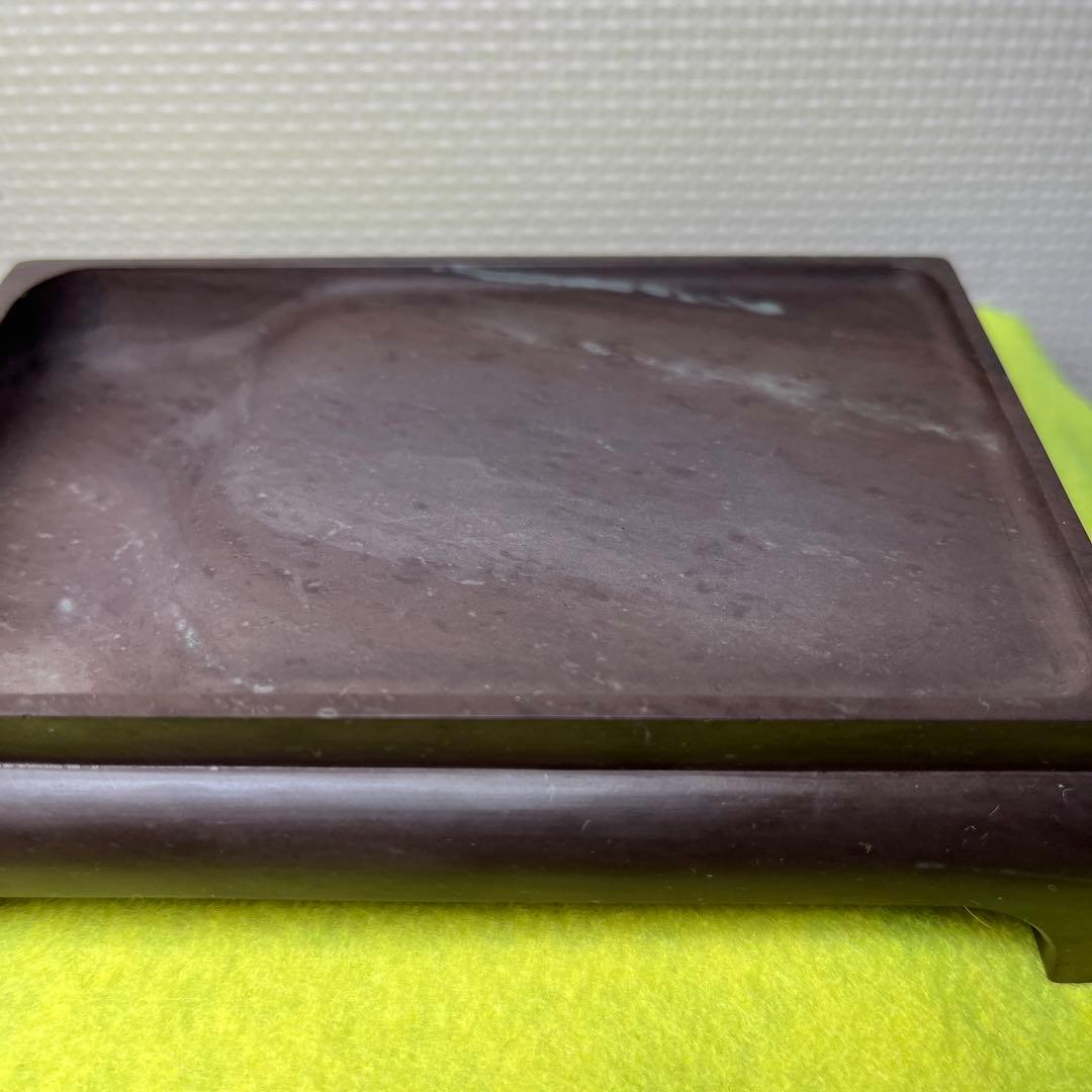 ⭕️赤間硯　紫金石模様　古硯　四つ脚　眞丁寧仕上げ　赤間関　赤盛堂作　精巧仕上げ