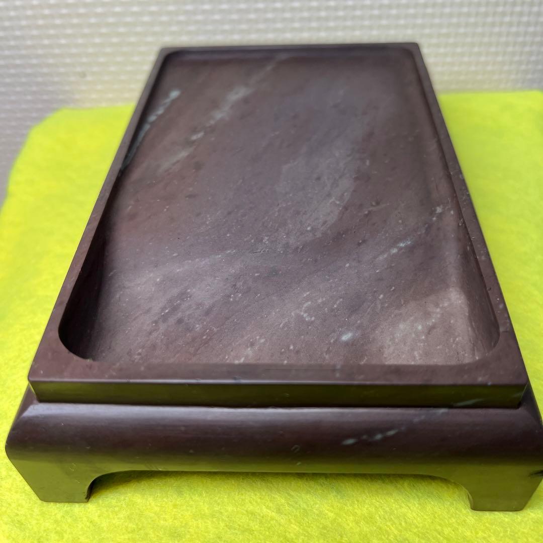 ⭕️赤間硯　紫金石模様　古硯　四つ脚　眞丁寧仕上げ　赤間関　赤盛堂作　精巧仕上げ