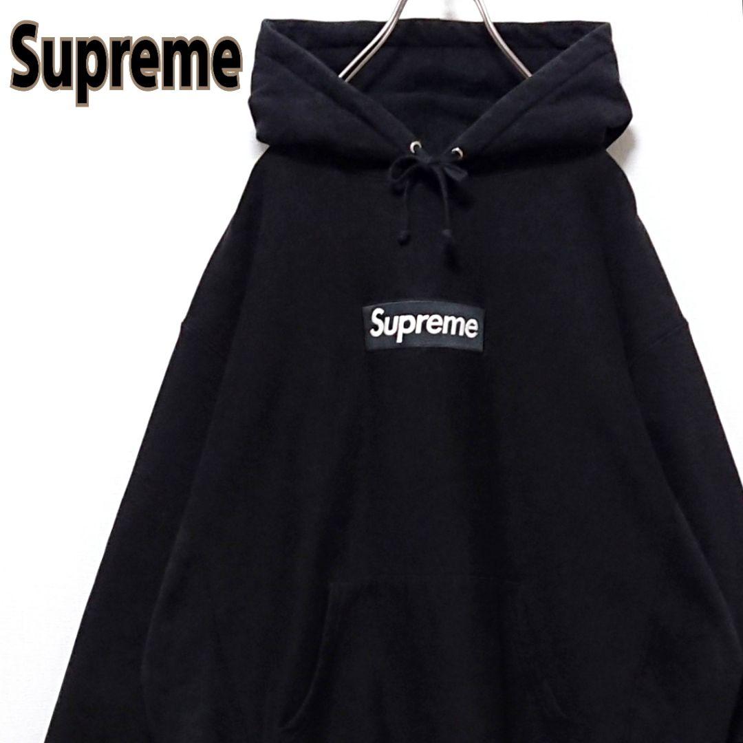 即完売 シュプリーム ボックス 刺繍 ロゴ ブラック オーバーサイズ パーカー