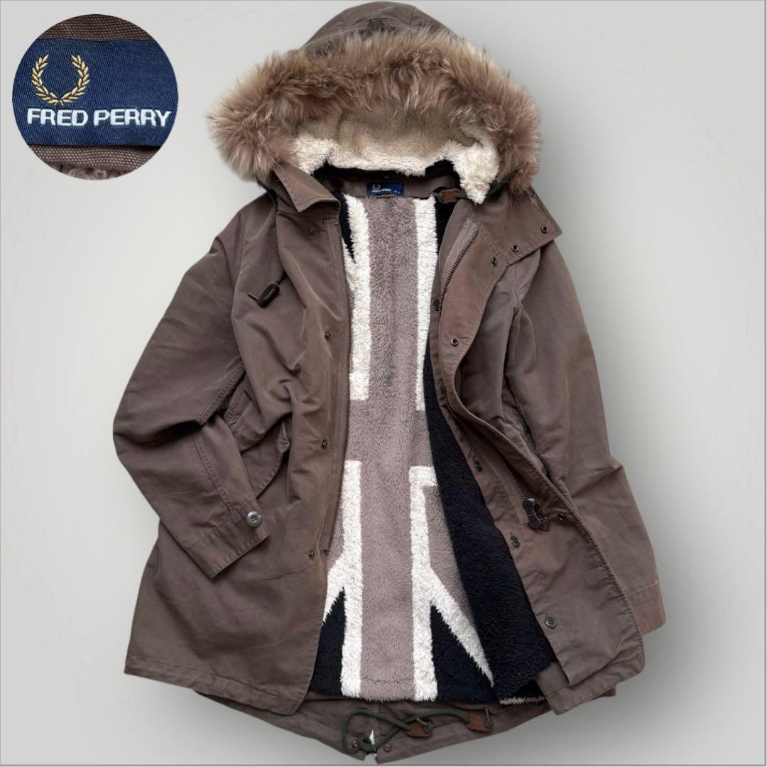美品 フレッドペリー 英国柄 モッズコート ボアライナー ユニオンジャック