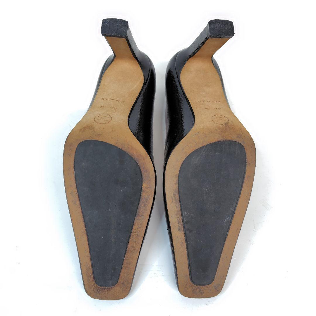 ★美品★シャネル パンプス 36C ココマーク エンボス スクエア レザー