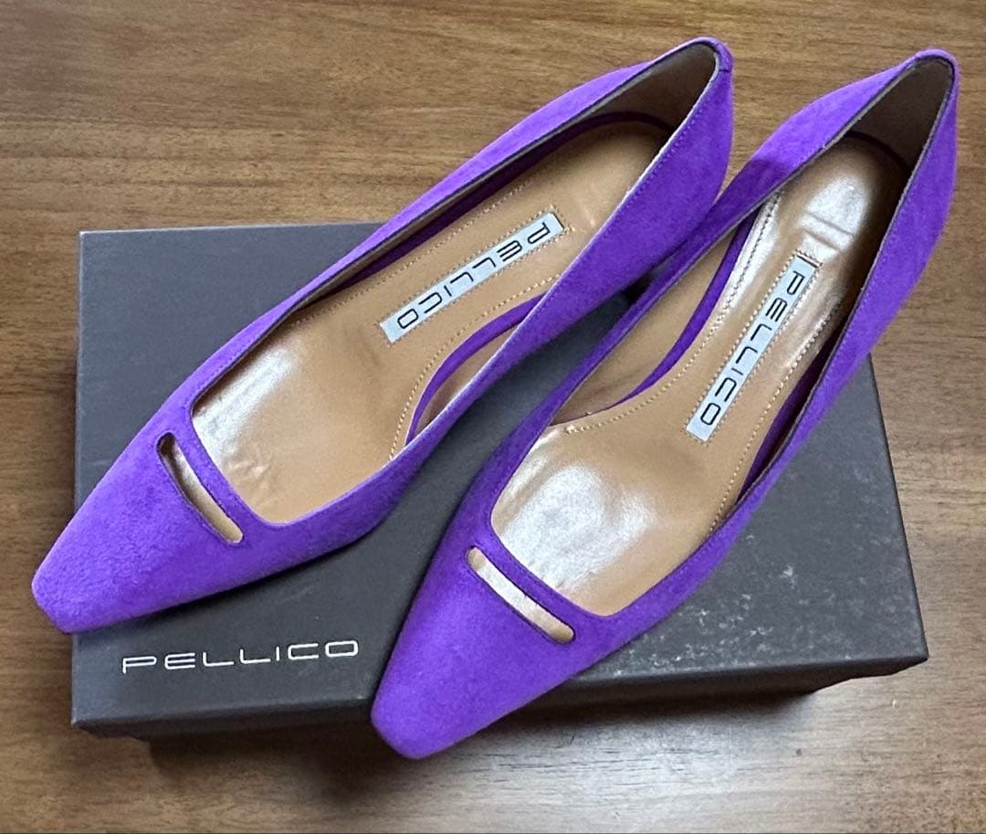 PELLICO 紫 スエード ポインテッドトゥパンプス