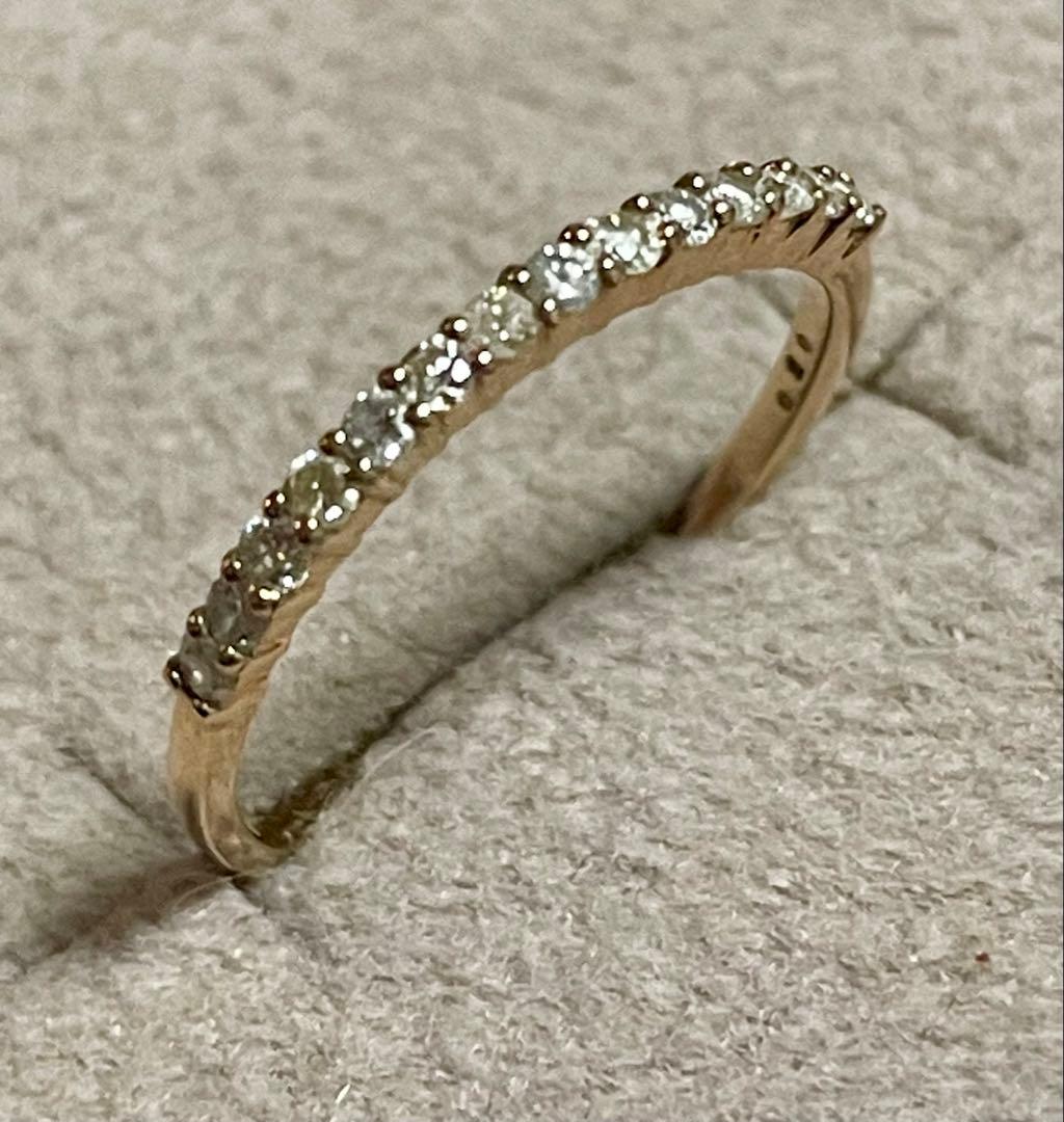 K10金 ダイヤモンド 0.20ct ハーフエタニティリング