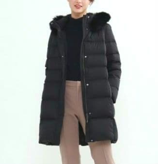 INDIVI シルキーサテンダウンコート フード付き 2way フォックスファー