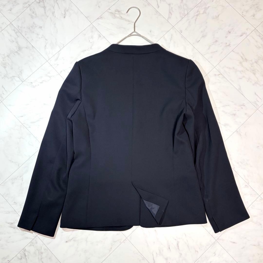 PLST プラステ 洗える セット ノーカラージャケット パンツ L ネイビー