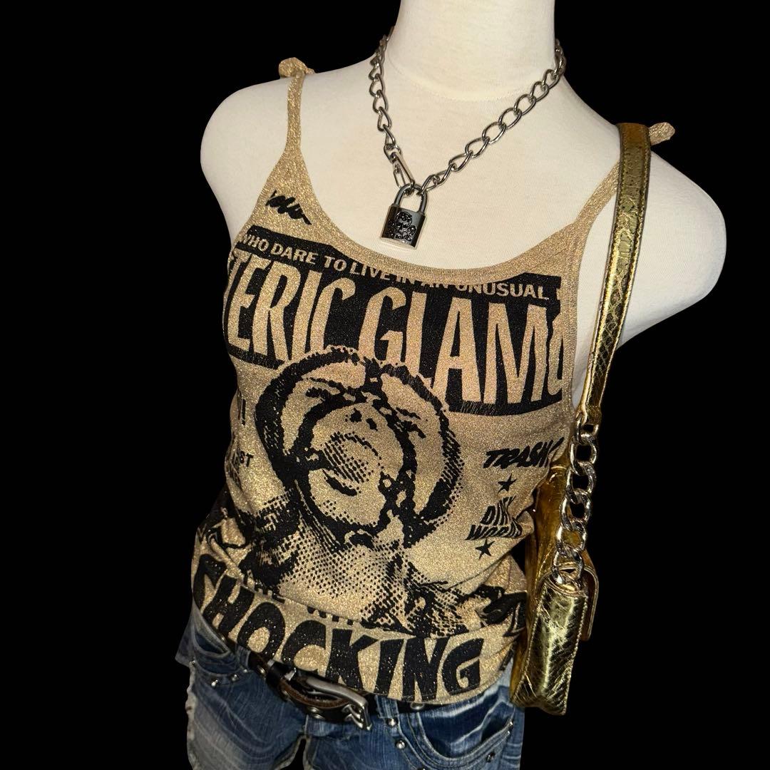 90s 初期 ヒステリックグラマー キャミソール 平成 ギャル ゴールド ラメ