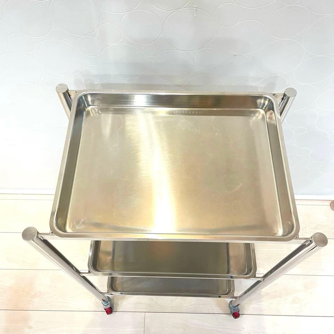 業務用 ステンレス 3段ワゴン 医療 サロン 鍼灸 インダストリアル キャスター