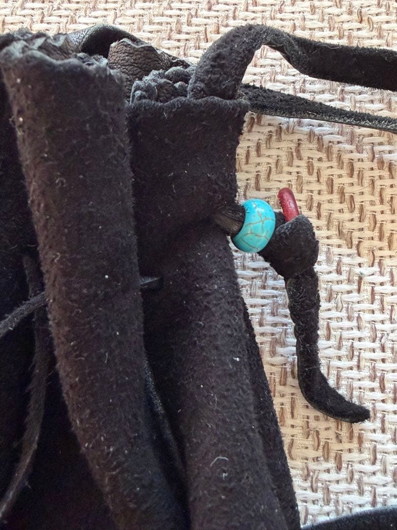 鹿革 巾着ポーチ ディアスキン 黒