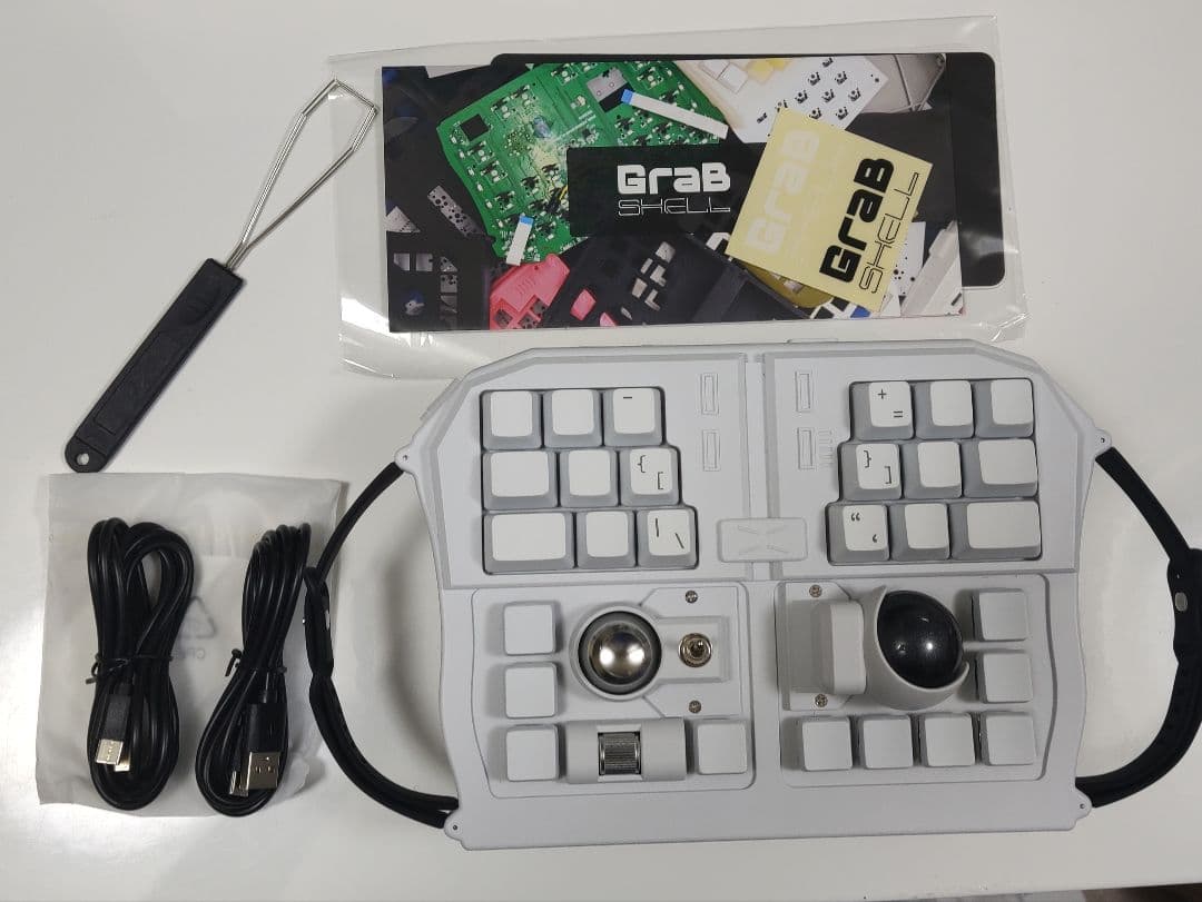 トラックボール付キーボード★保証3ヶ月/導入30日★GrabShell/白/特典